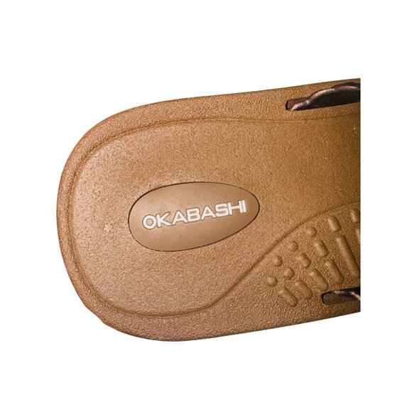 Okabashi Mens Brown Flip Flops Thong Sandals L Comfortable Beach Resort Comfort - Picture 4 of 11